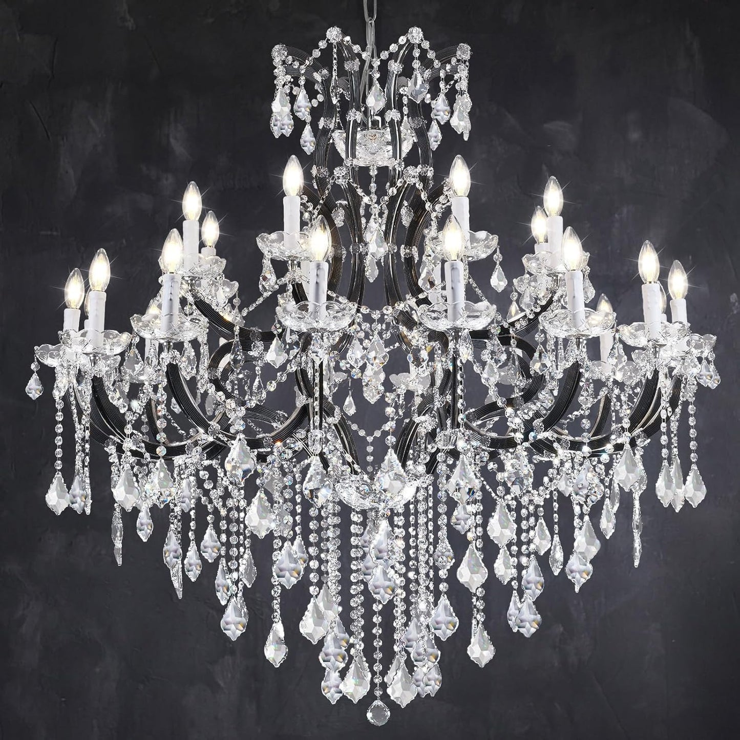 Luxurious Rococo Iron & Crystal Chandelier-Amarnest