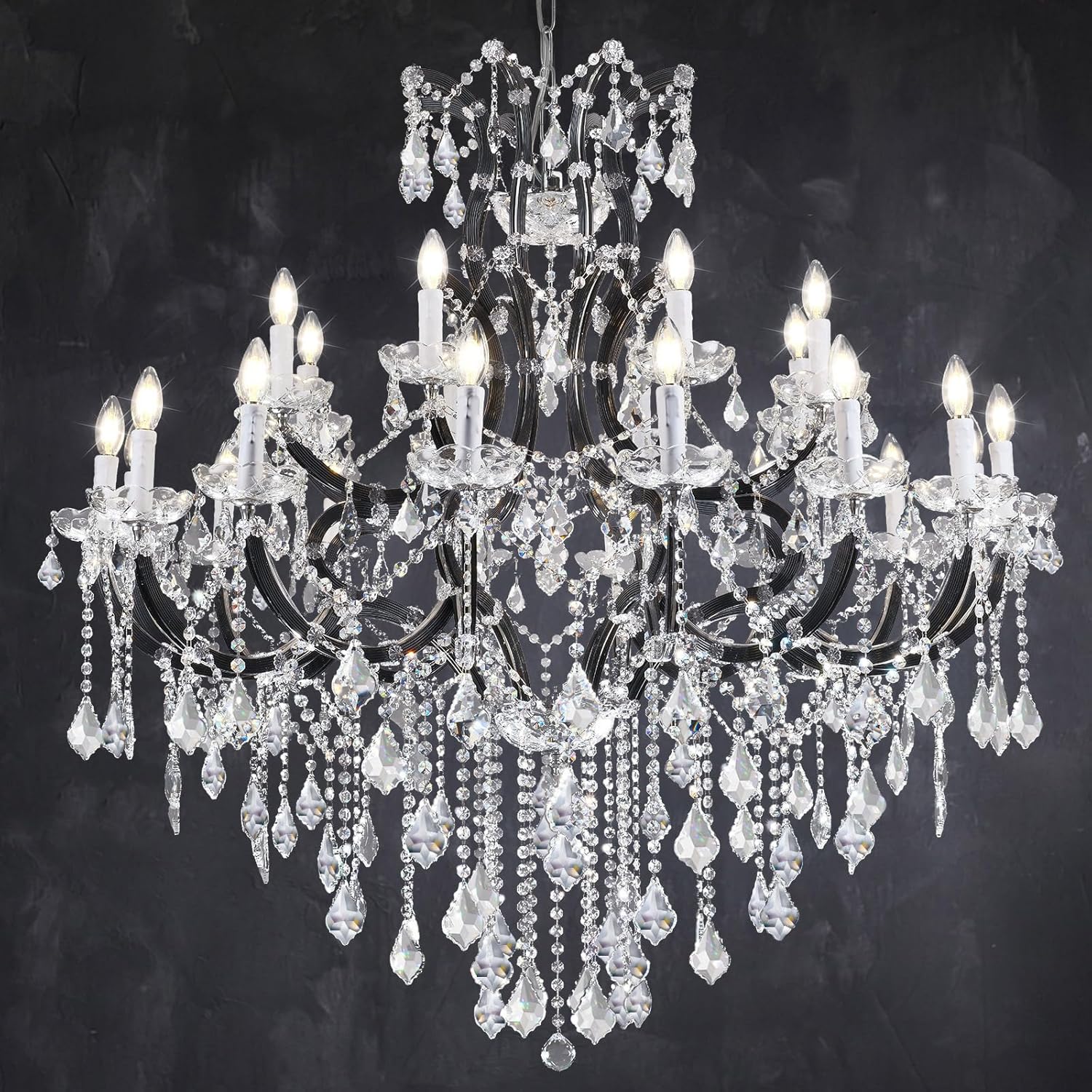 Luxurious Rococo Iron & Crystal Chandelier-Amarnest