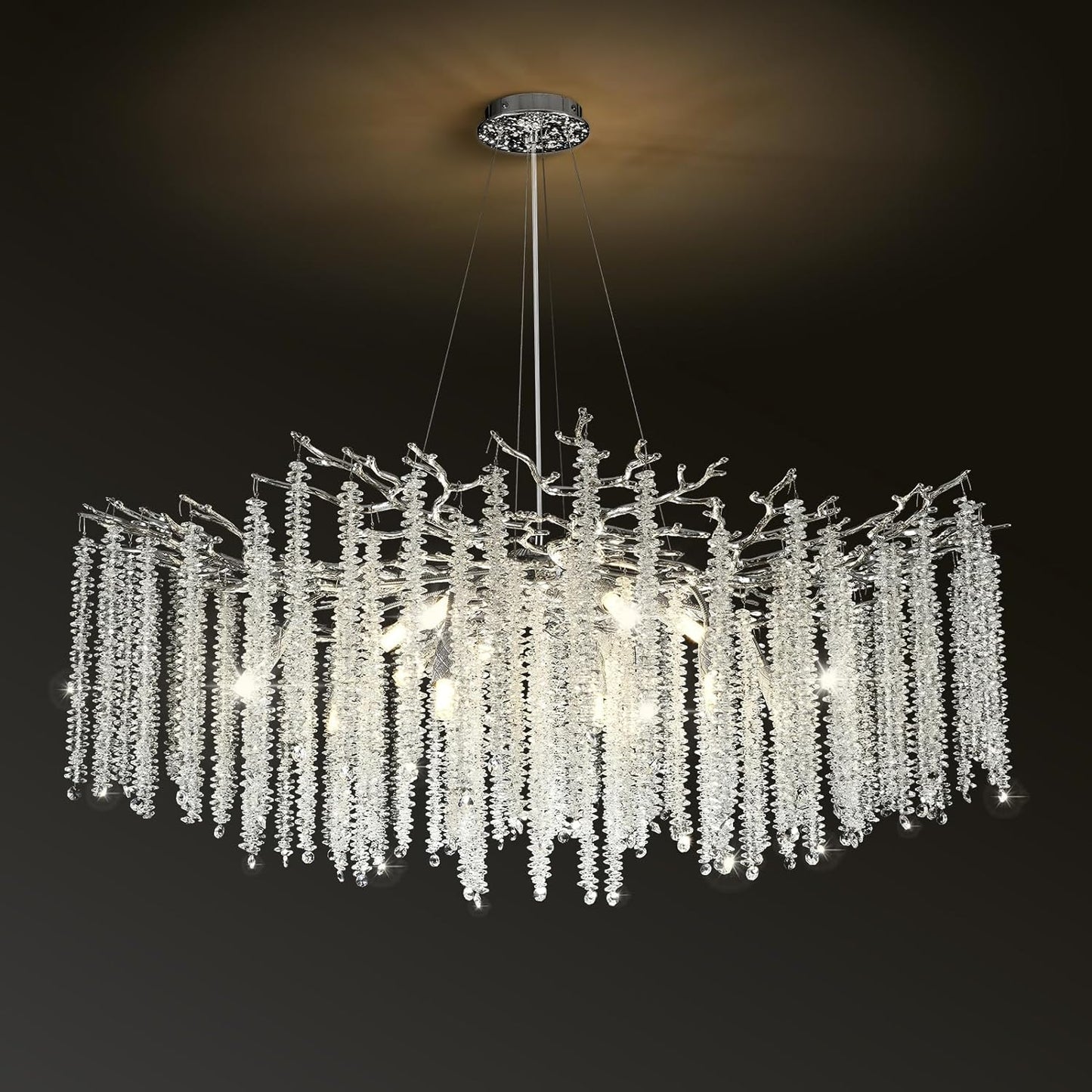 Round Silver Tree Branches Chandelier 40"-Amarnest