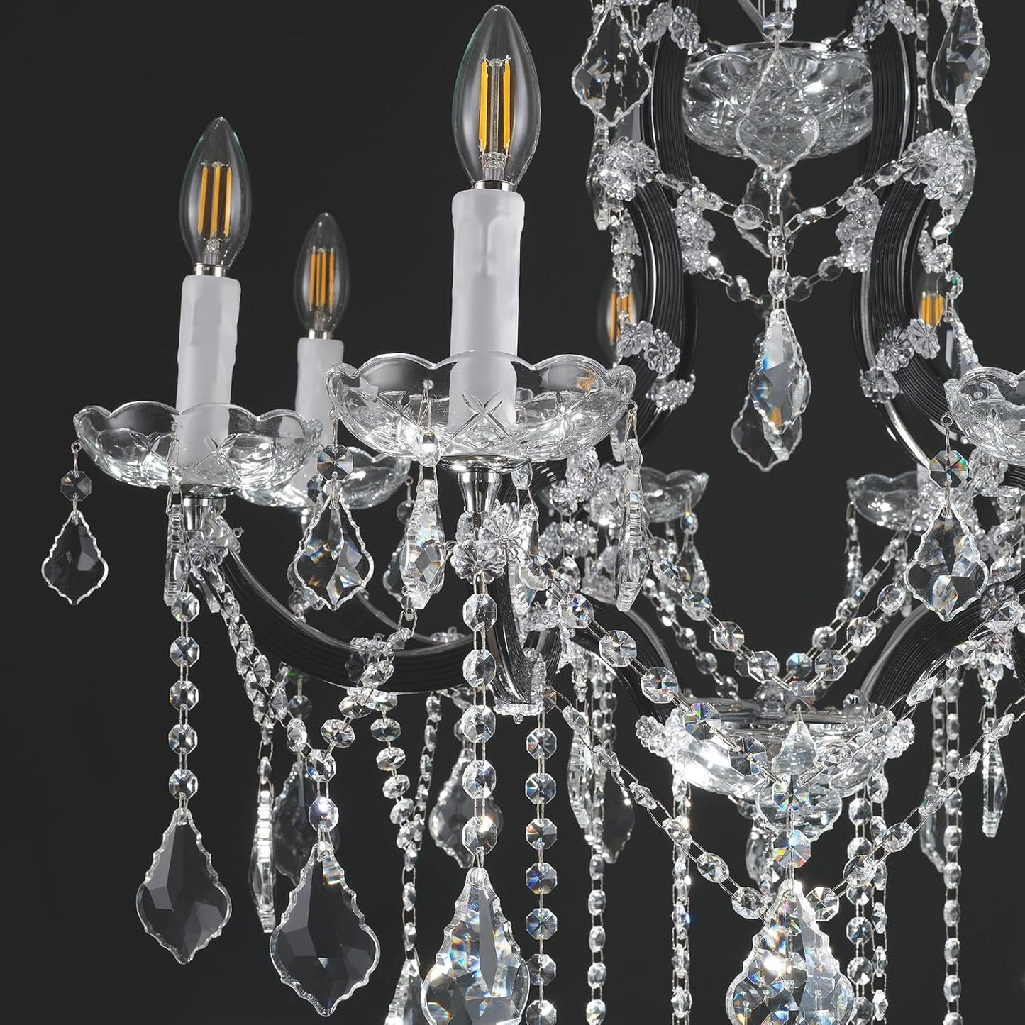 Luxurious Rococo Iron & Crystal Chandelier-Amarnest
