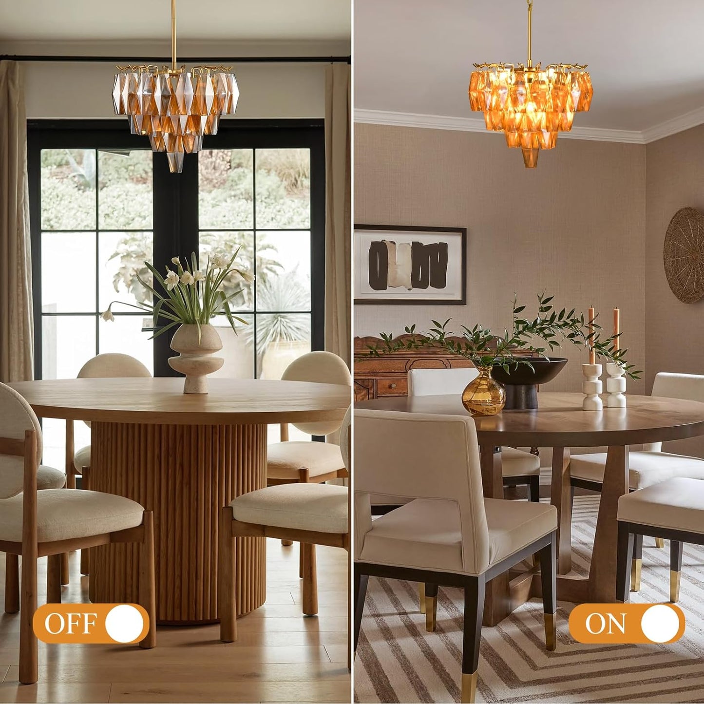 Modern Evelyn Glass Round Chandelier 17"-Amarnest