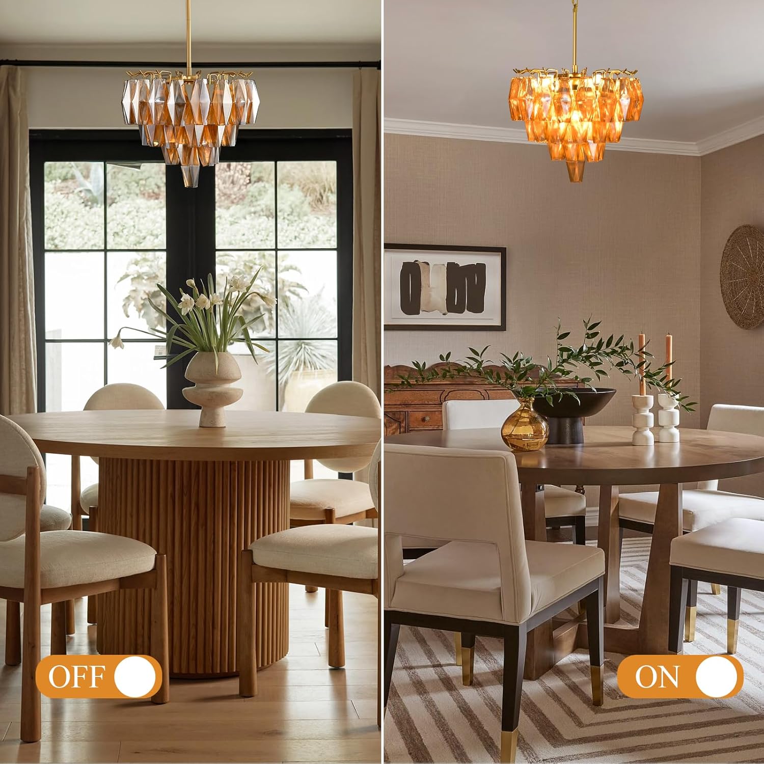 Modern Evelyn Glass Round Chandelier 17"-Amarnest