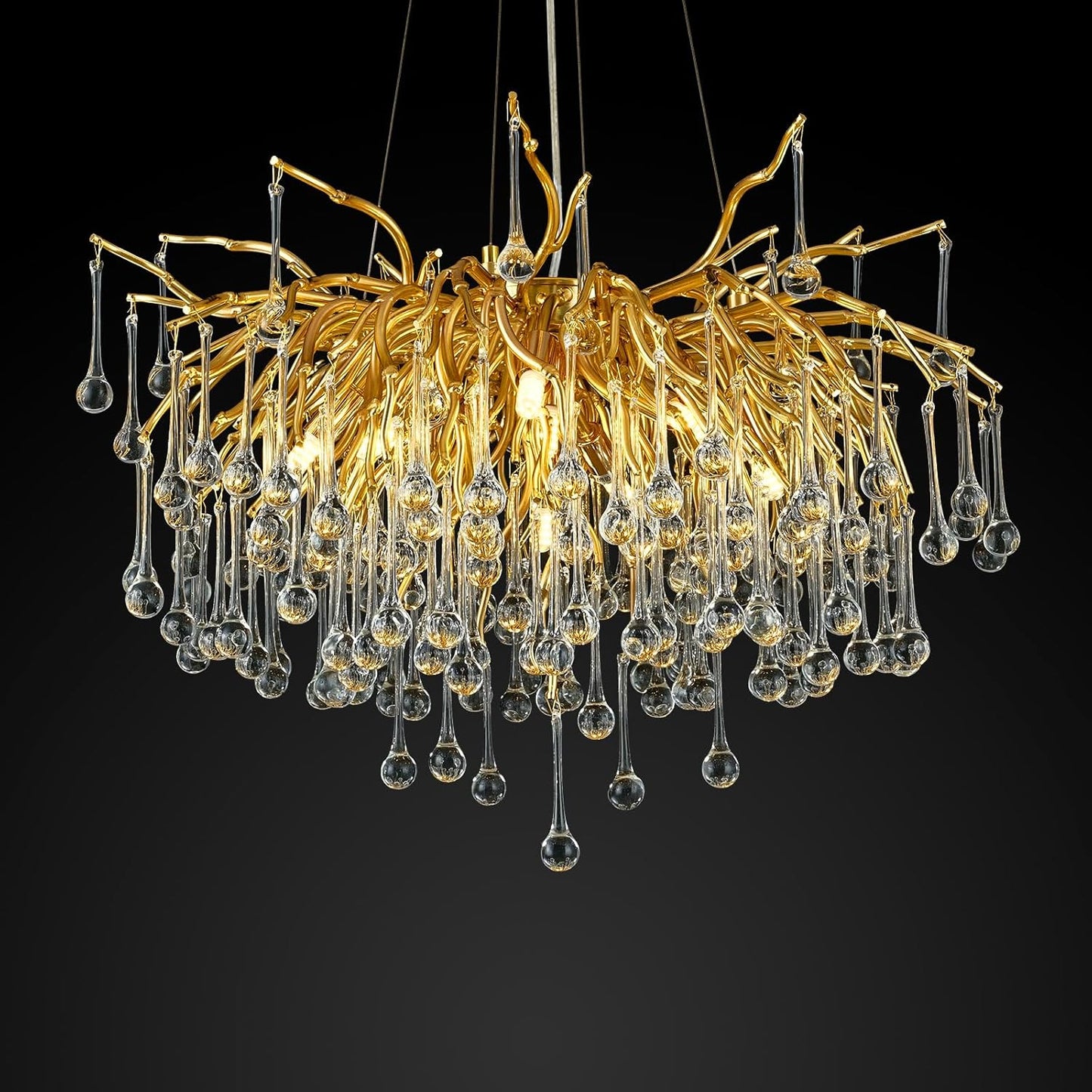 Gold Raindrop Crystal Chandelier-Amarnest