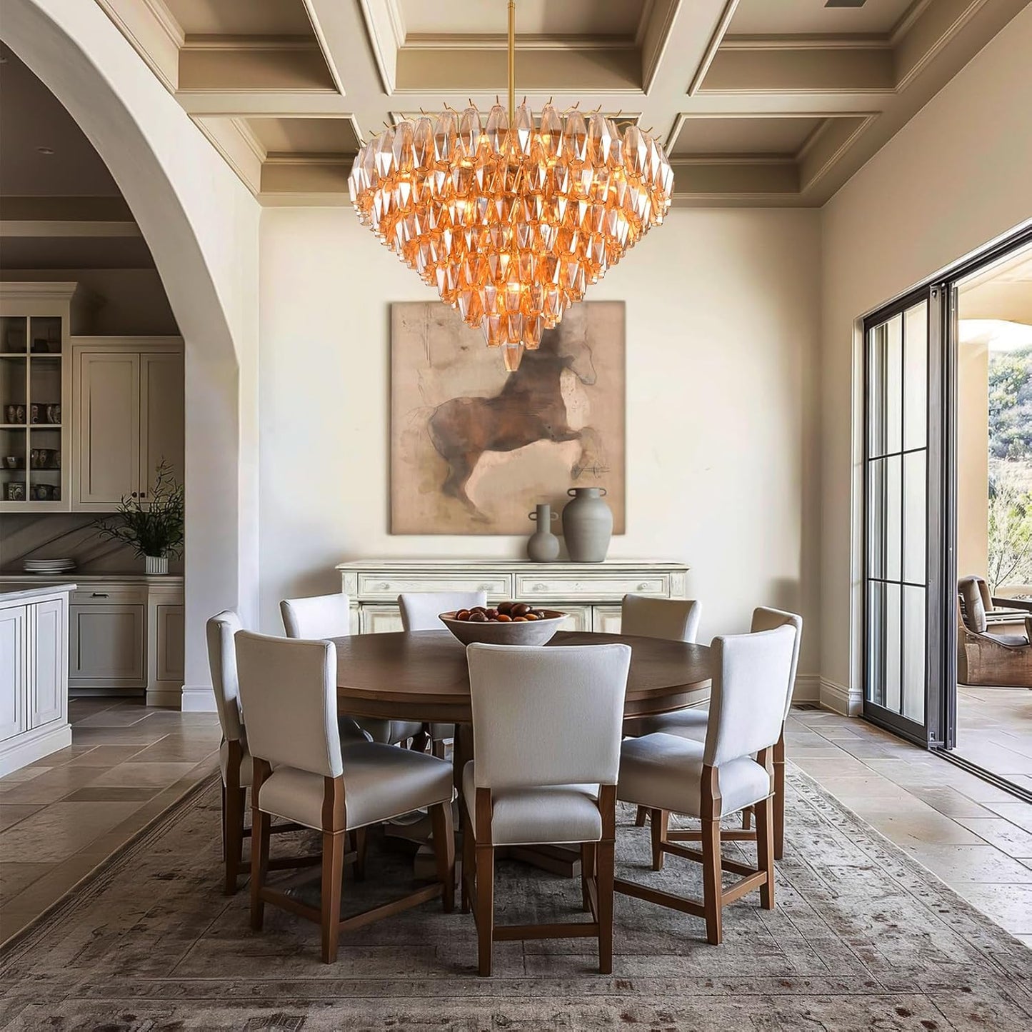 Modern Evelyn Glass Round Chandelier 36"-Amarnest