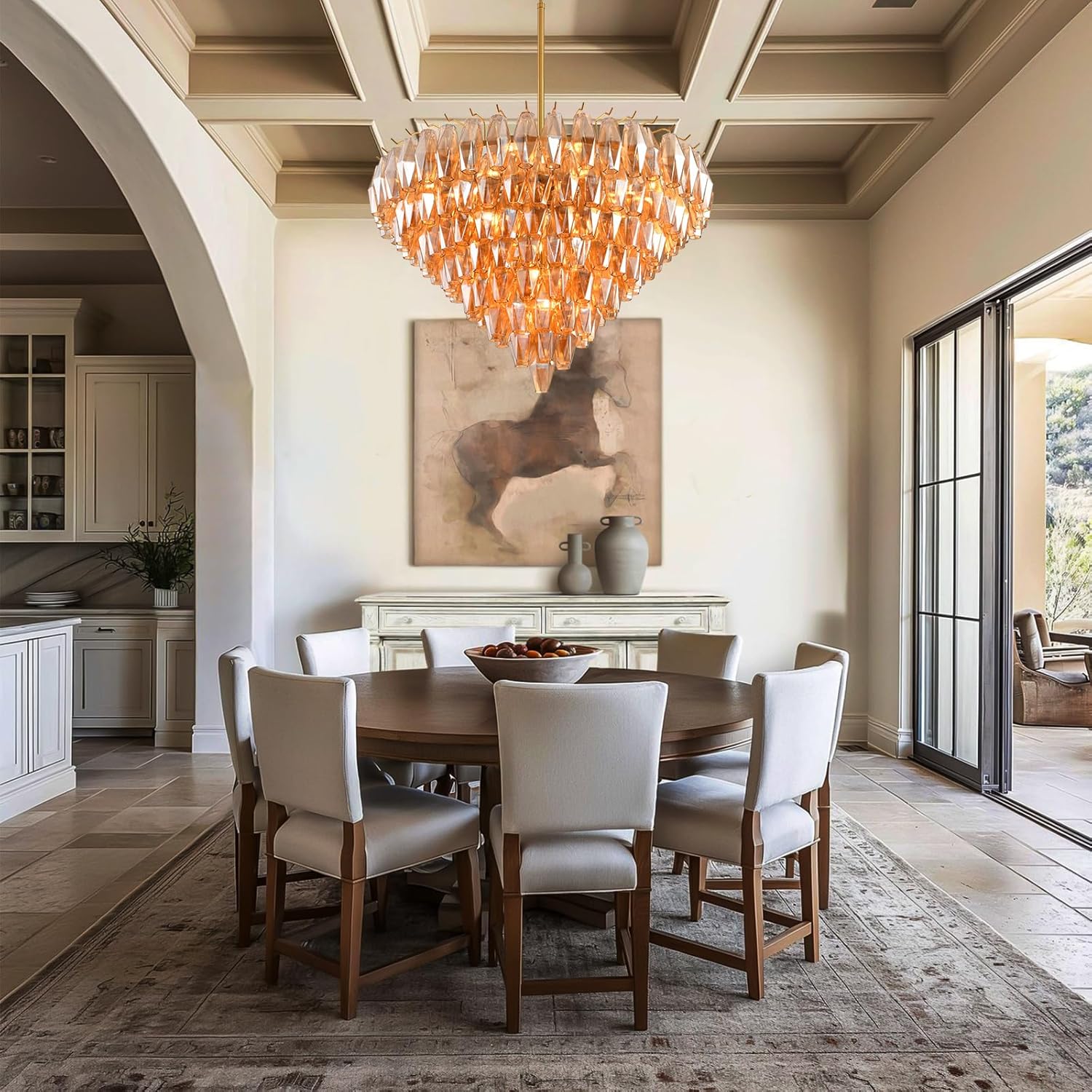 Modern Evelyn Glass Round Chandelier 36"-Amarnest