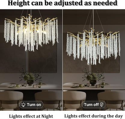 Round Gold Tree Branches Chandelier 30"-Amarnest