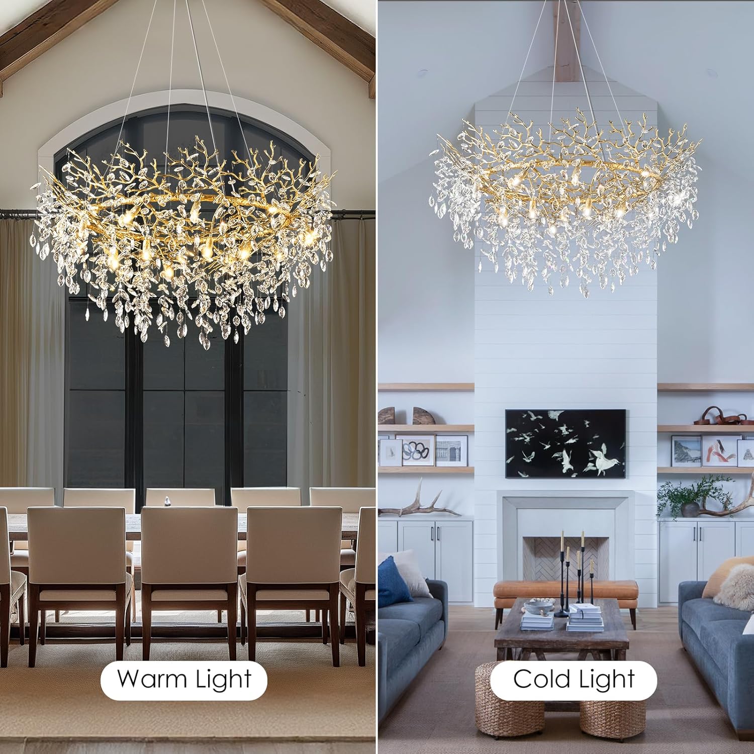 Solara Round Tree Branch Chandelier 48"-Amarnest