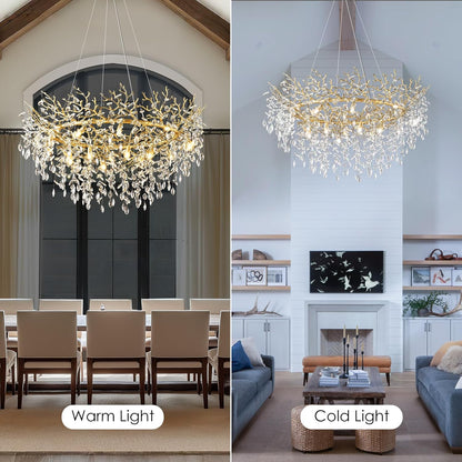 Solara Round Tree Branch Chandelier 48"-Amarnest