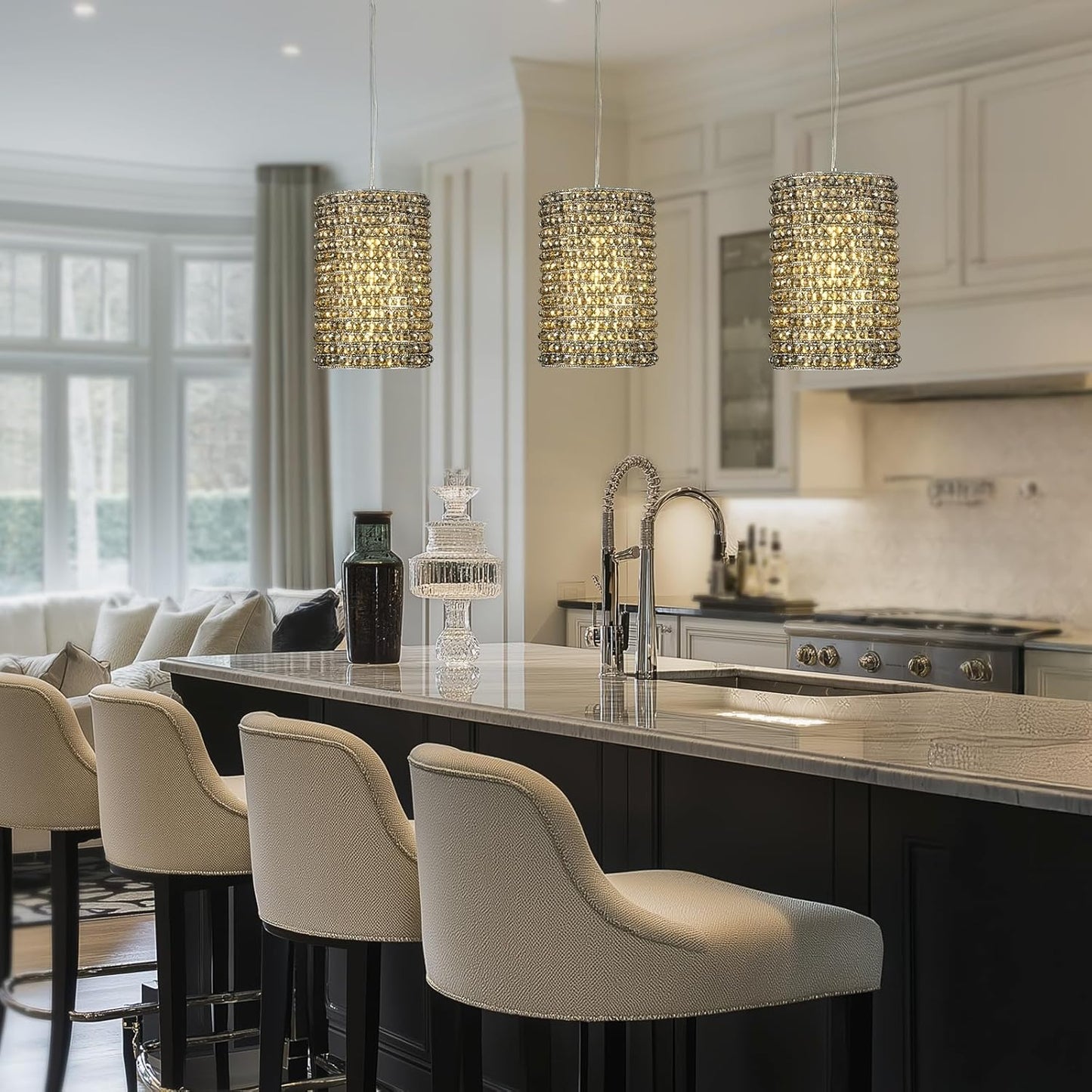 Smoke Grey Crystal Pendant Lights-Amarnest