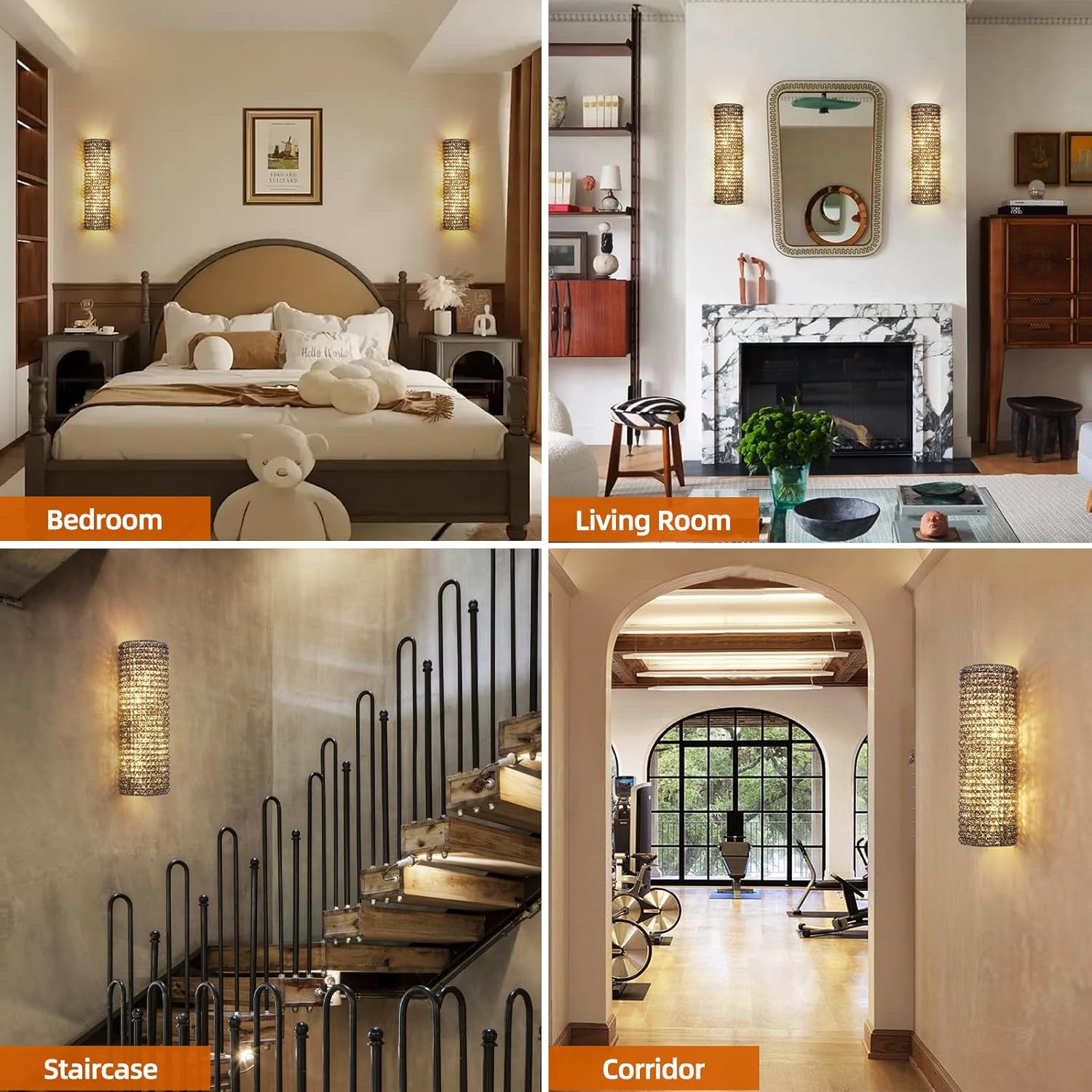 Smoke Grey Crystal Beaded Wall Sconce Light-Amarnest