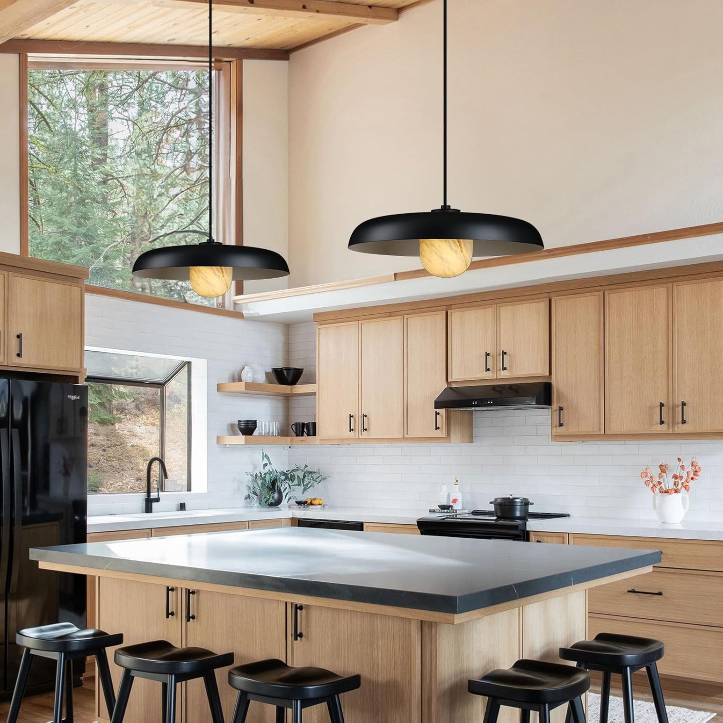 Alabaster Industrial Pendant Lights Kitchen Island-Amarnest