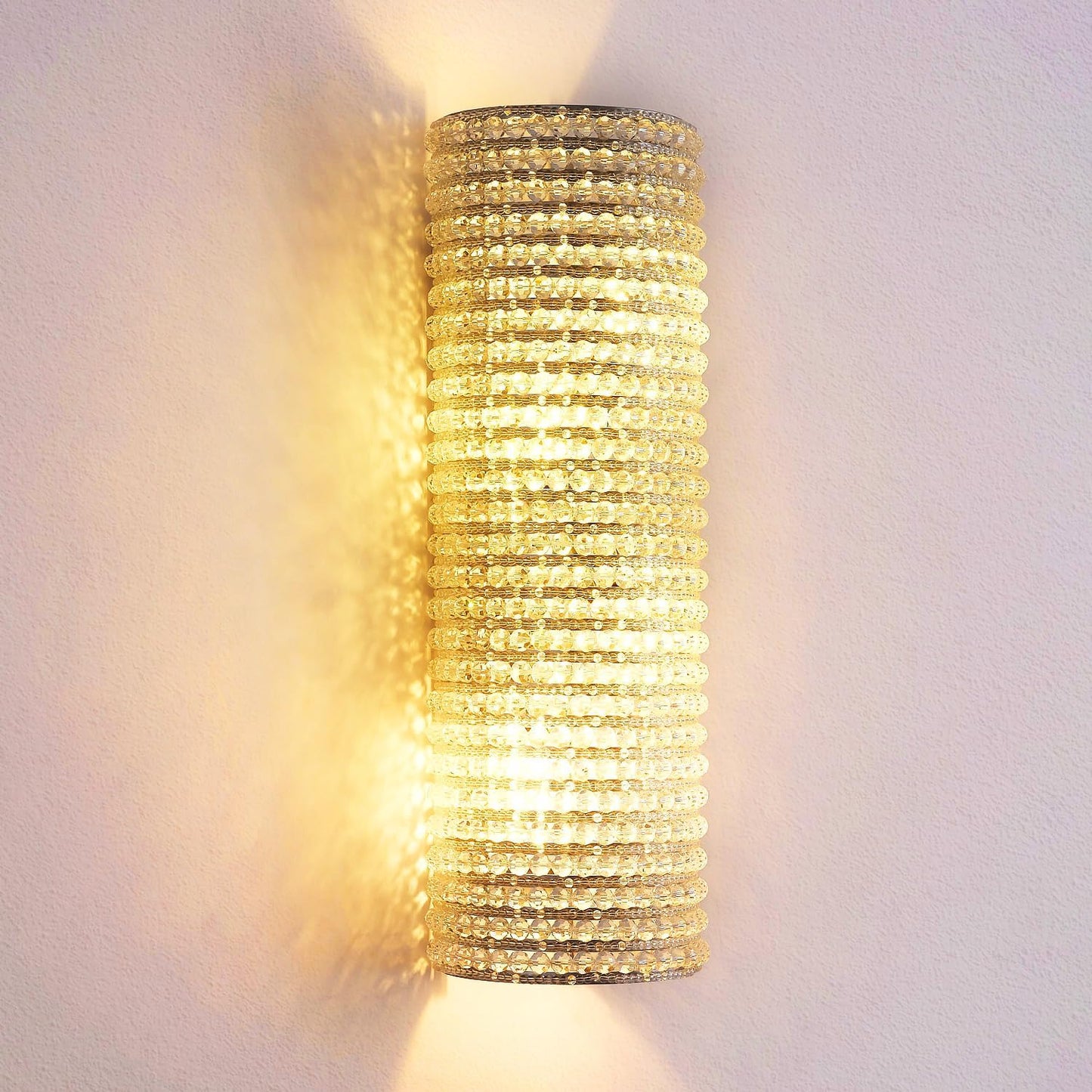 Smoke Grey Crystal Beaded Wall Sconce Light-Amarnest