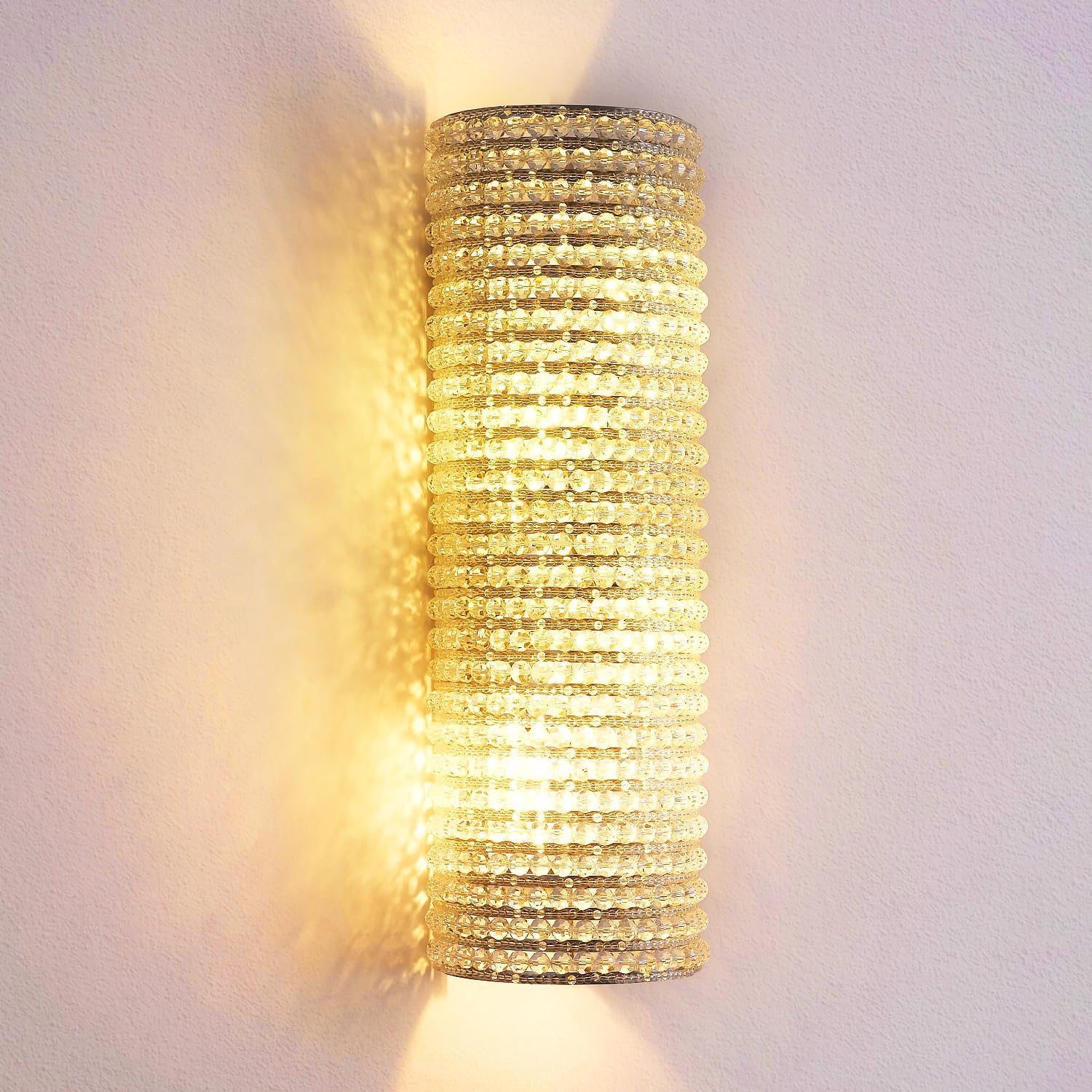 Smoke Grey Crystal Beaded Wall Sconce Light-Amarnest