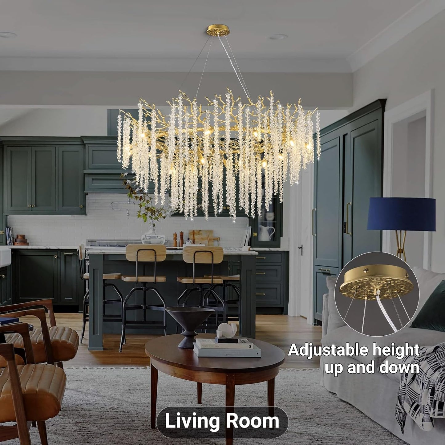 Round Gold Tree Branches Chandelier 47"-Amarnest