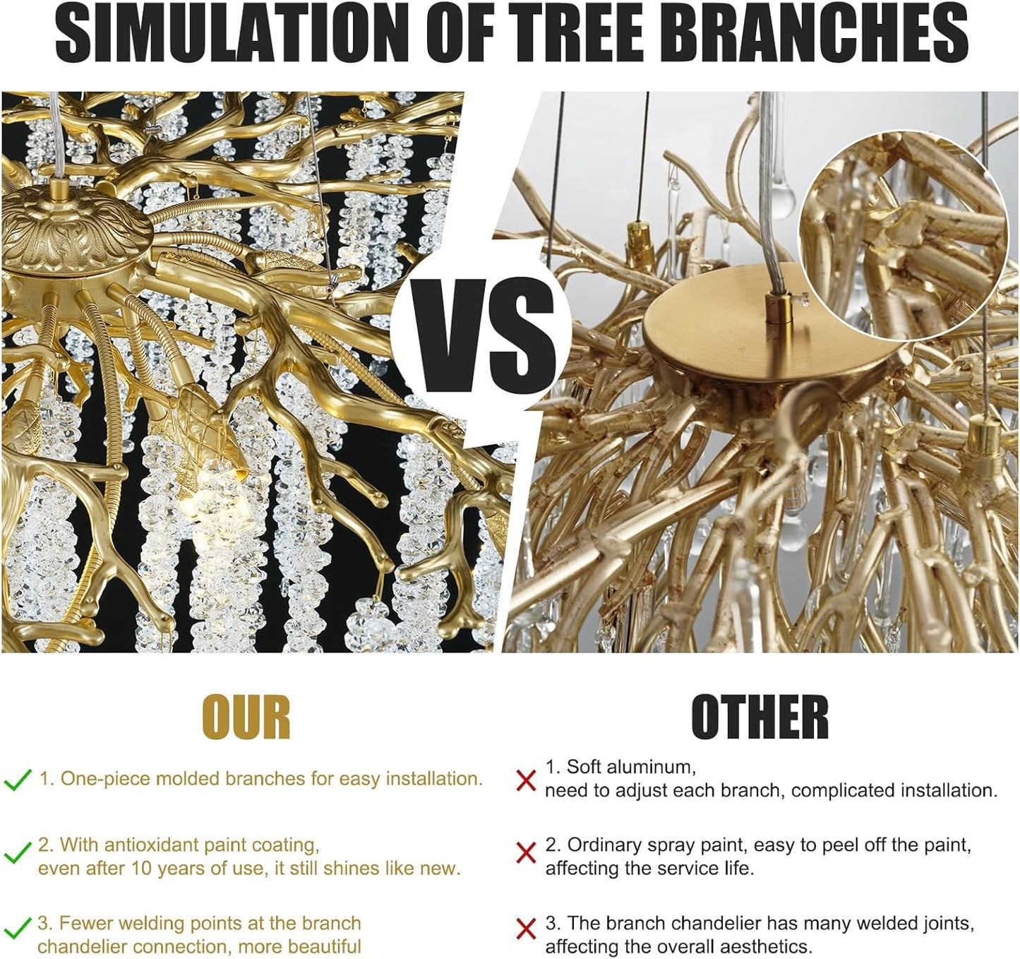 Gold Tree Branches Chandelier-Amarnest