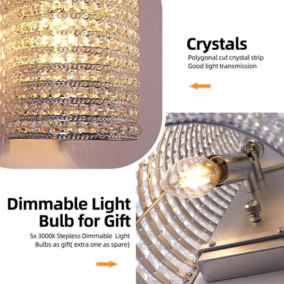 Smoke Grey Crystal Beaded Wall Sconce Light-Amarnest