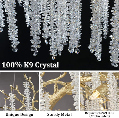 Round Gold Tree Branches Chandelier 47"-Amarnest