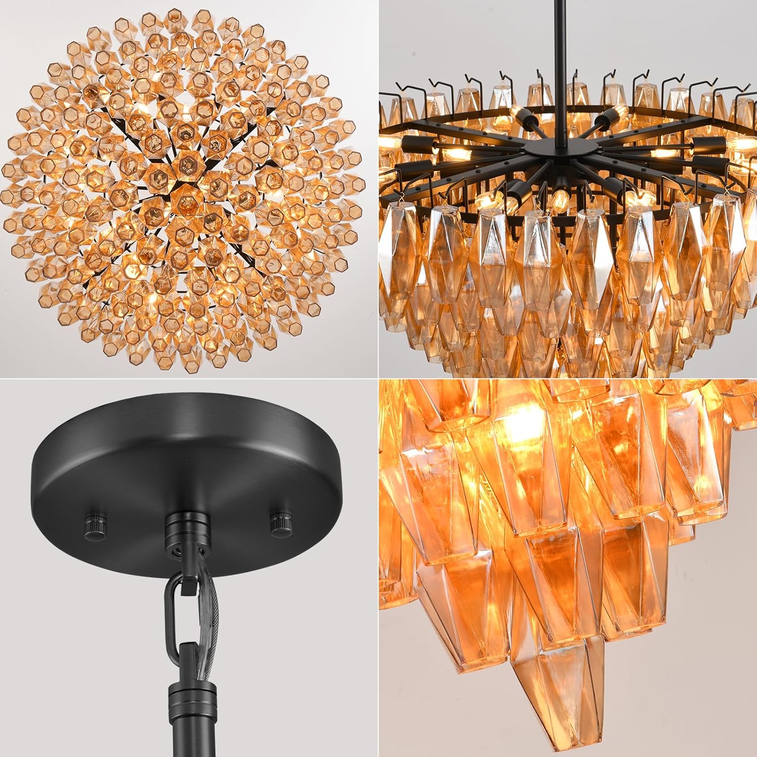 Modern Evelyn Glass Round Chandelier 36"-Amarnest