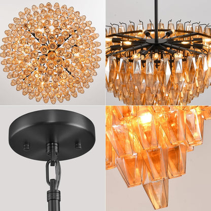 Modern Evelyn Glass Round Chandelier 36"-Amarnest