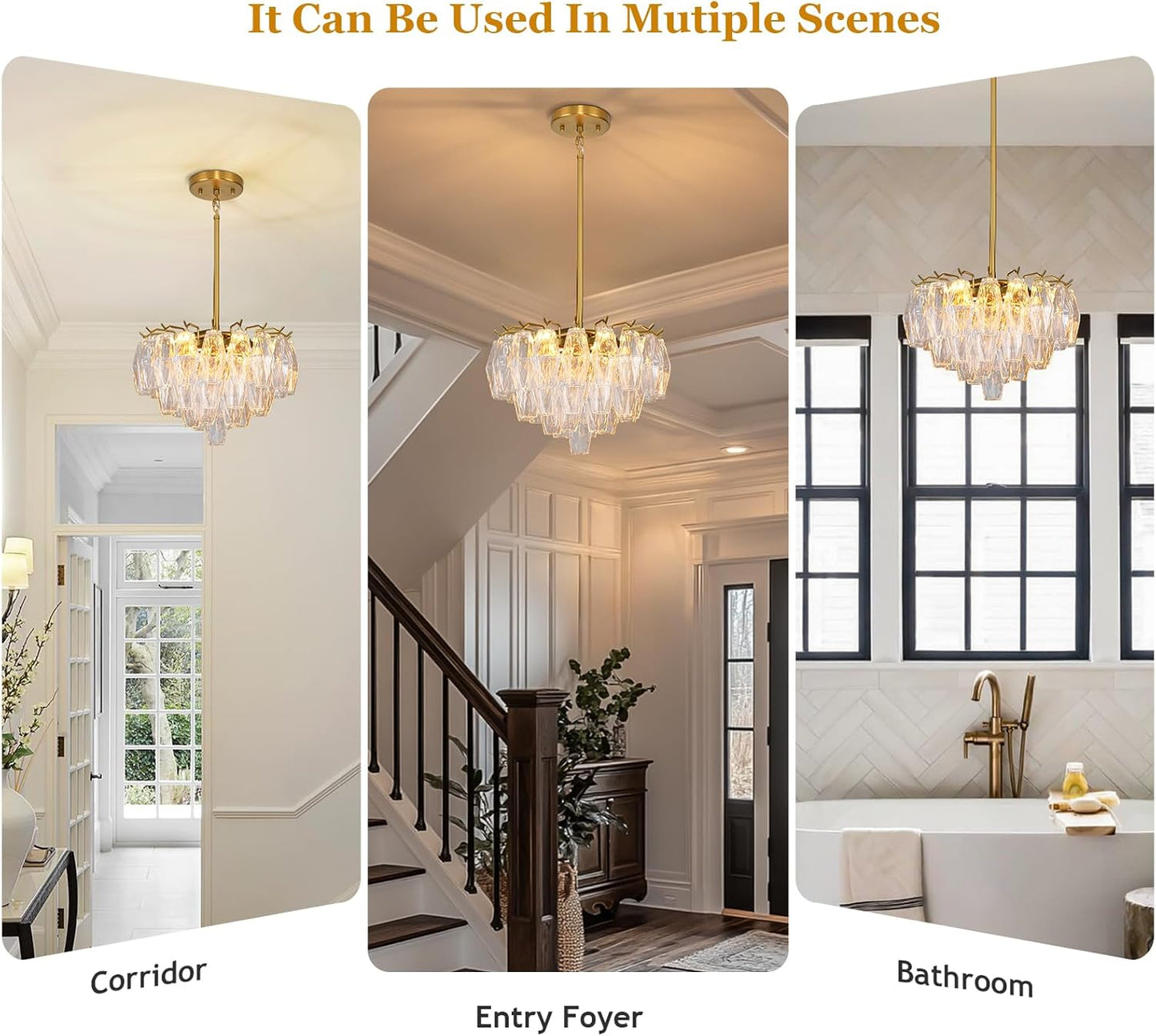 Modern Evelyn Glass Round Chandelier 17"-Amarnest