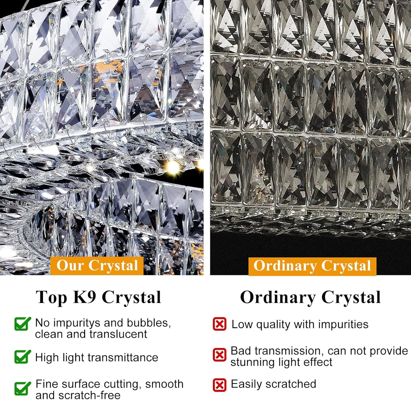 K9 Crystal Round/Rectangular Chandelier 32"-Amarnest