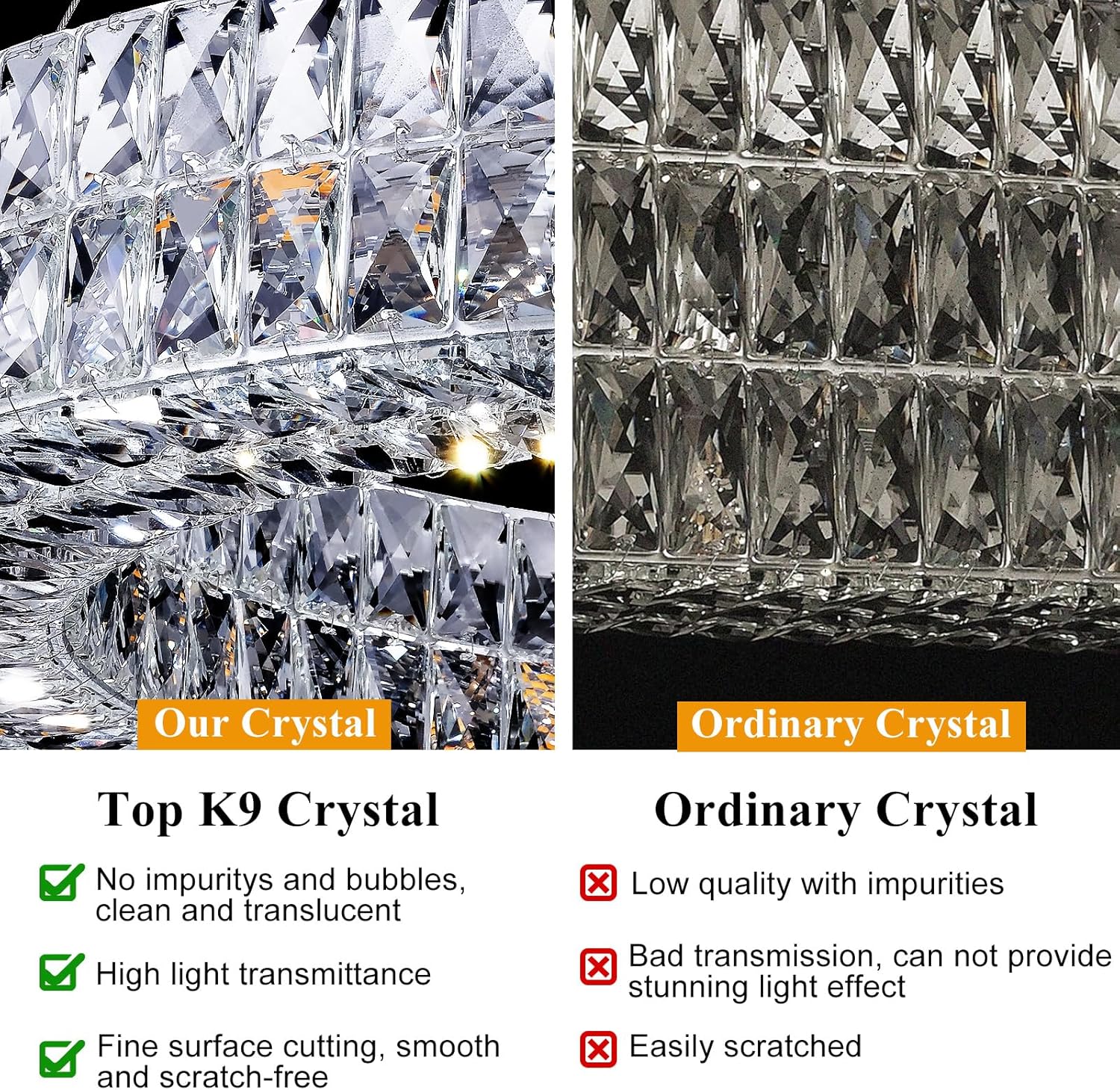 K9 Crystal Round/Rectangular Chandelier 32"-Amarnest