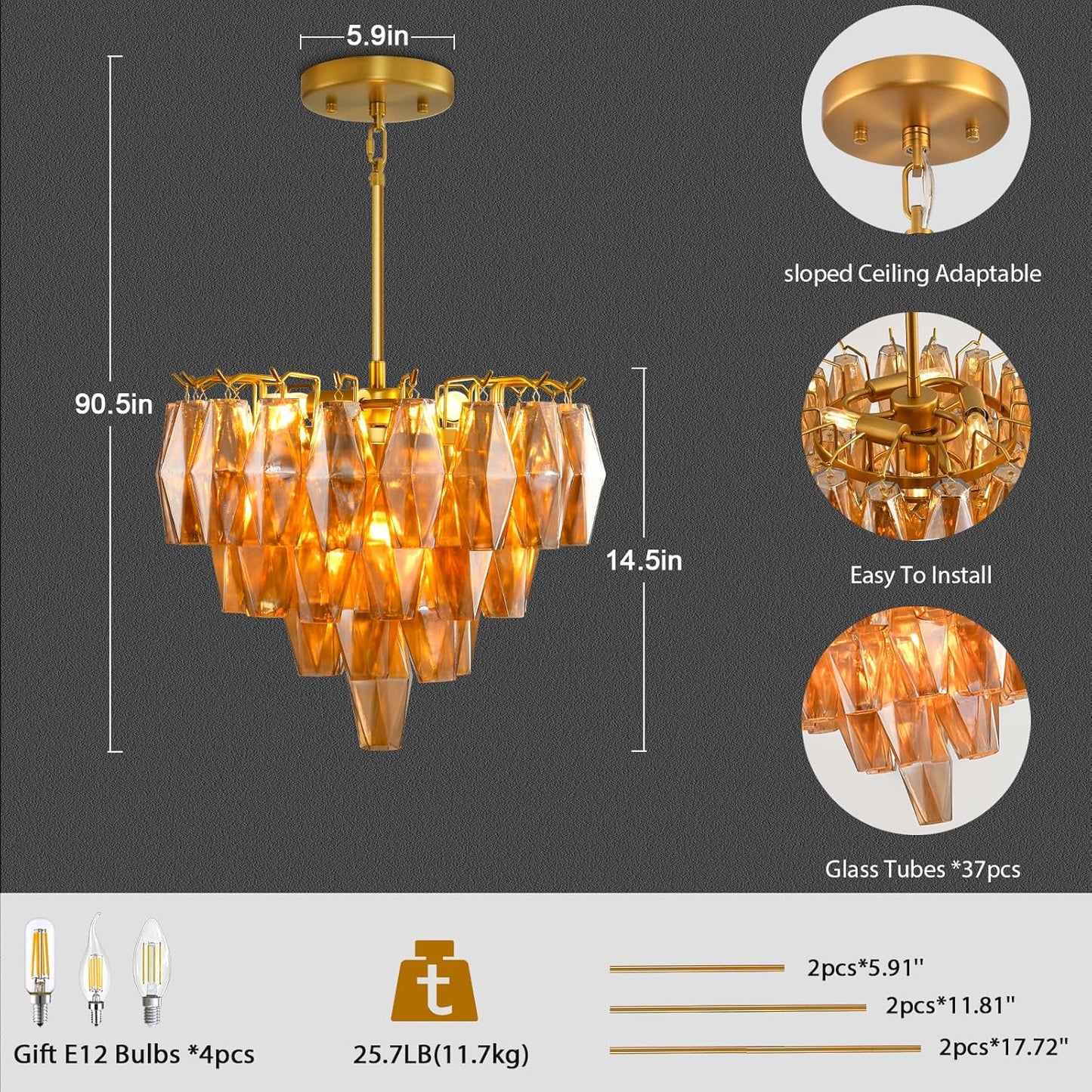 Modern Evelyn Glass Round Chandelier 17"-Amarnest