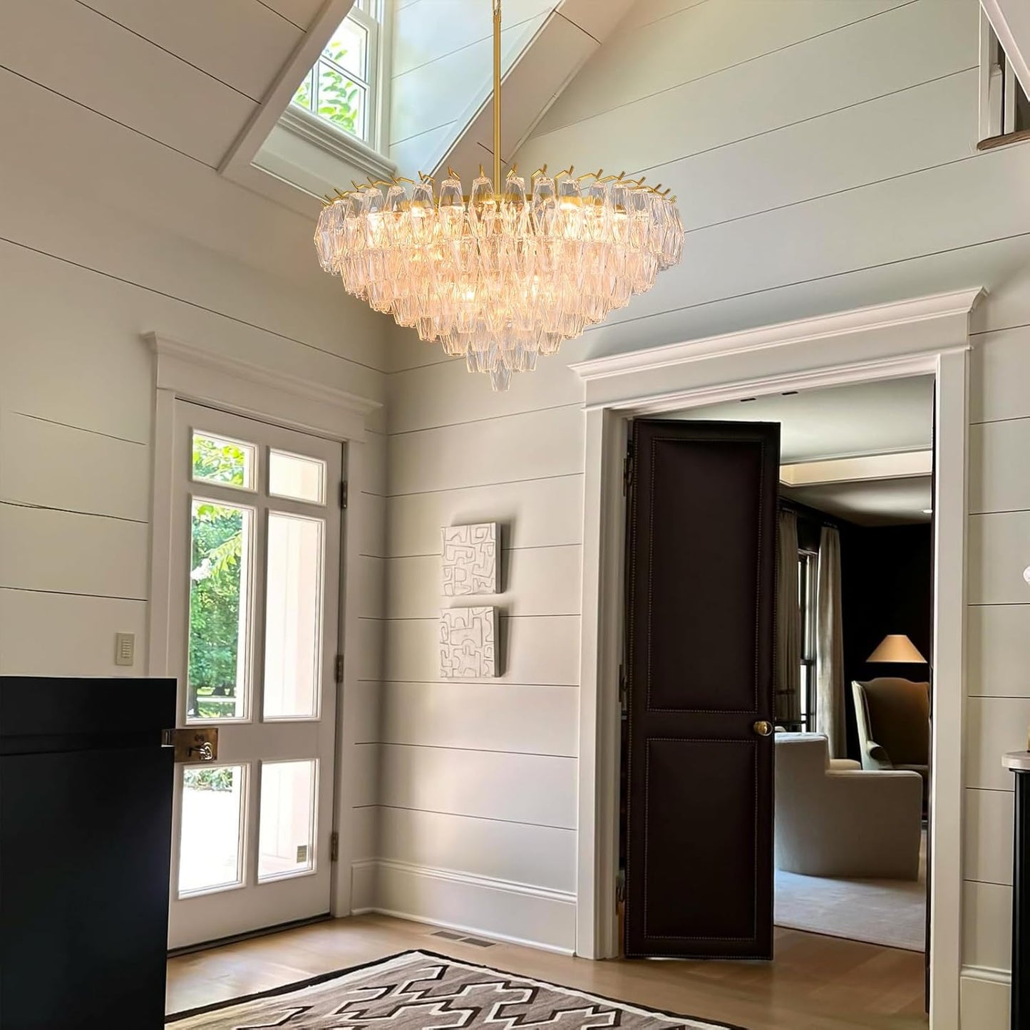 Modern Evelyn Glass Round Chandelier 36"-Amarnest