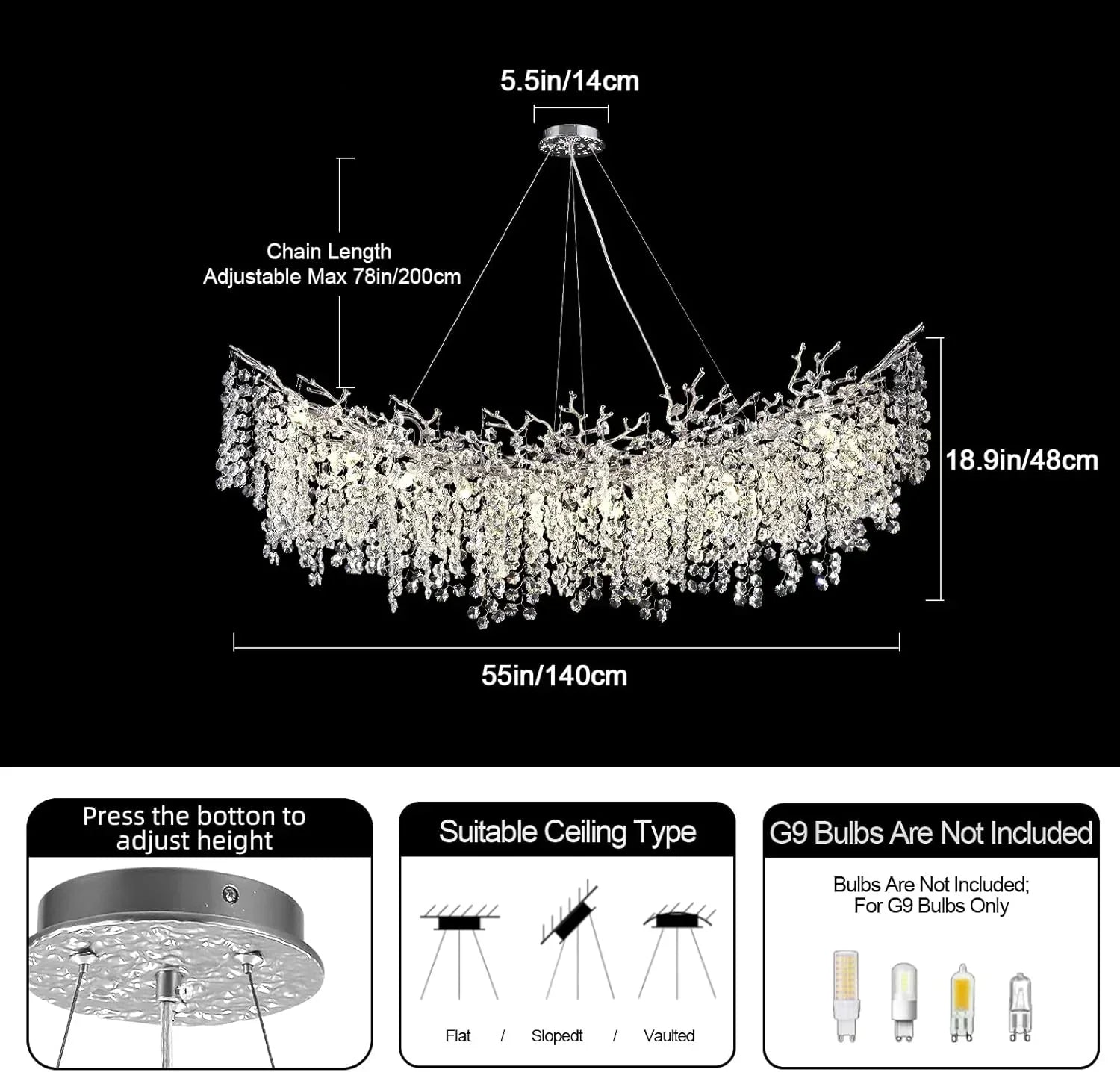 Solara Round Tree Branch Chandelier 30" 40" 55" Tree Branch-Amarnest