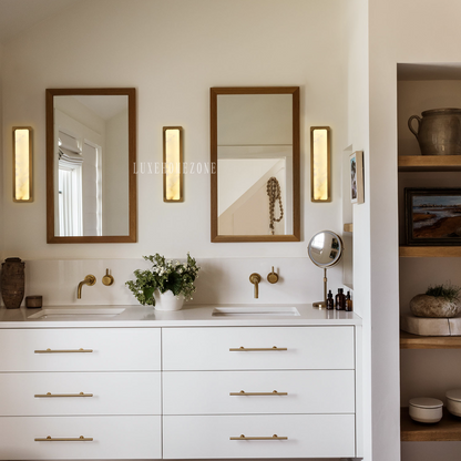 Melange Alabaster Rectangle Wall Sconces 20"-Amarnest
