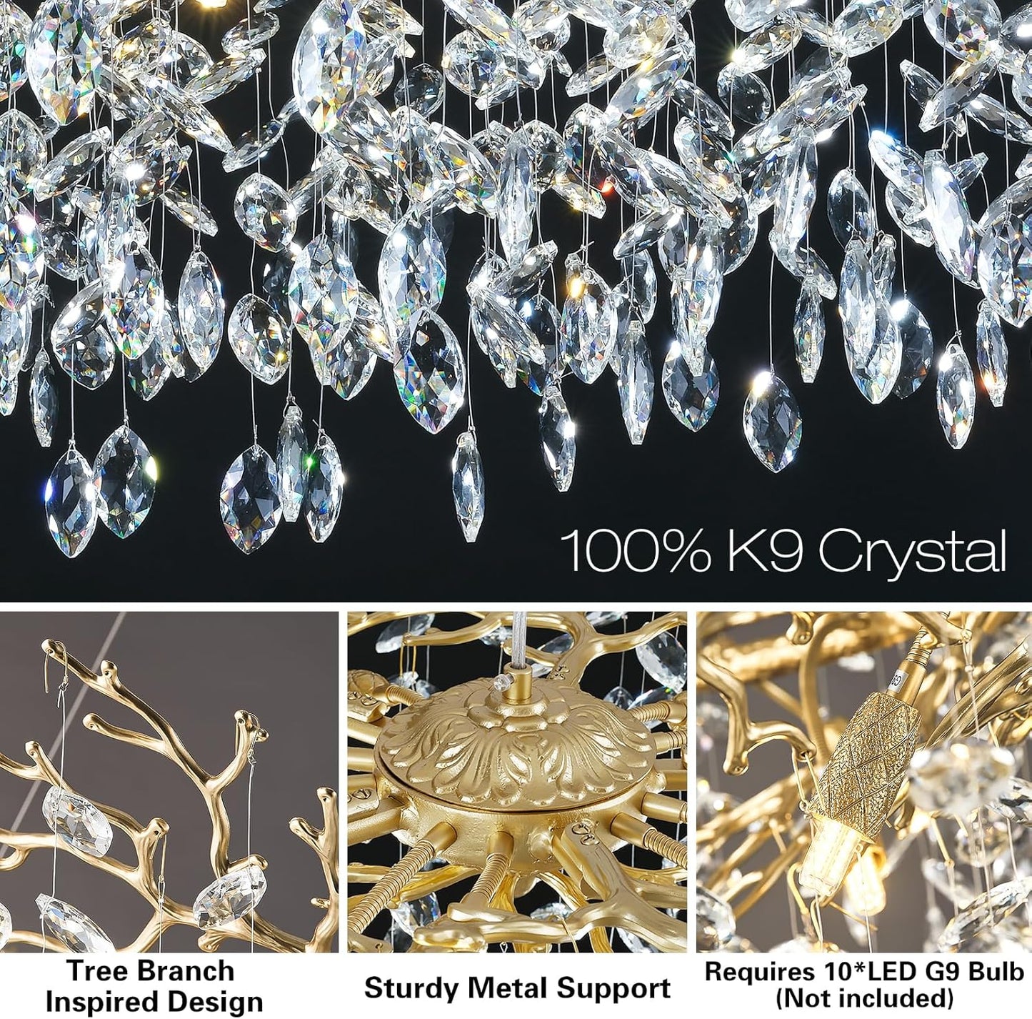Solara Rectangular Tree Branch Chandelier 21" 30" 40" Tree Branch-Amarnest