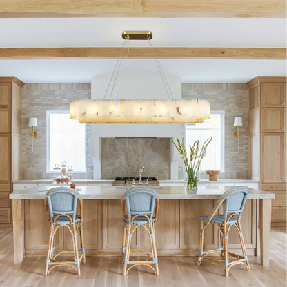 Celine Alabaster Rectangular-Oval Chandelier 54"-Amarnest