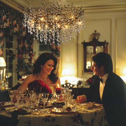 Solara Round Tree Branch Chandelier 48"-Amarnest