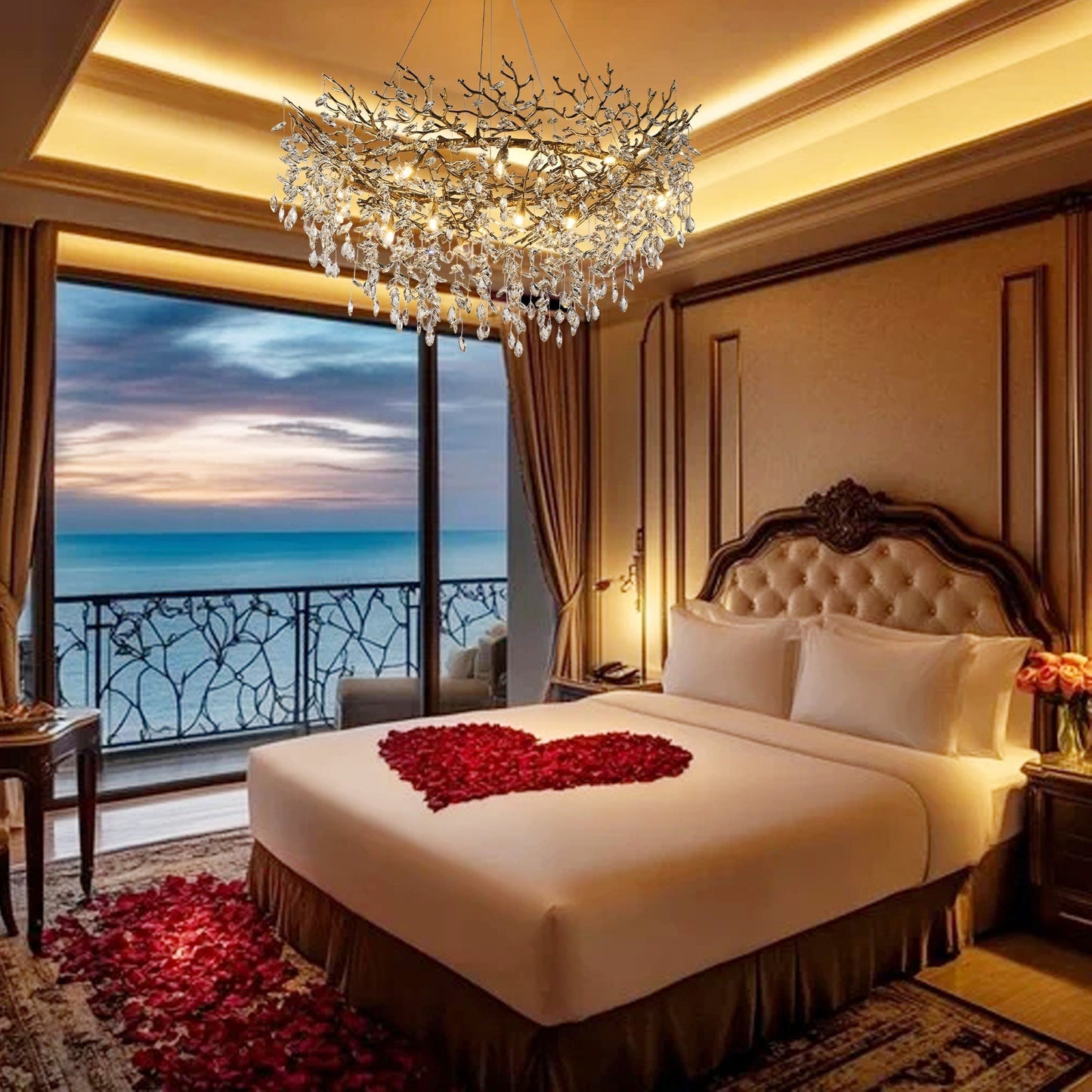 Solara Round Tree Branch Chandelier 48"-Amarnest